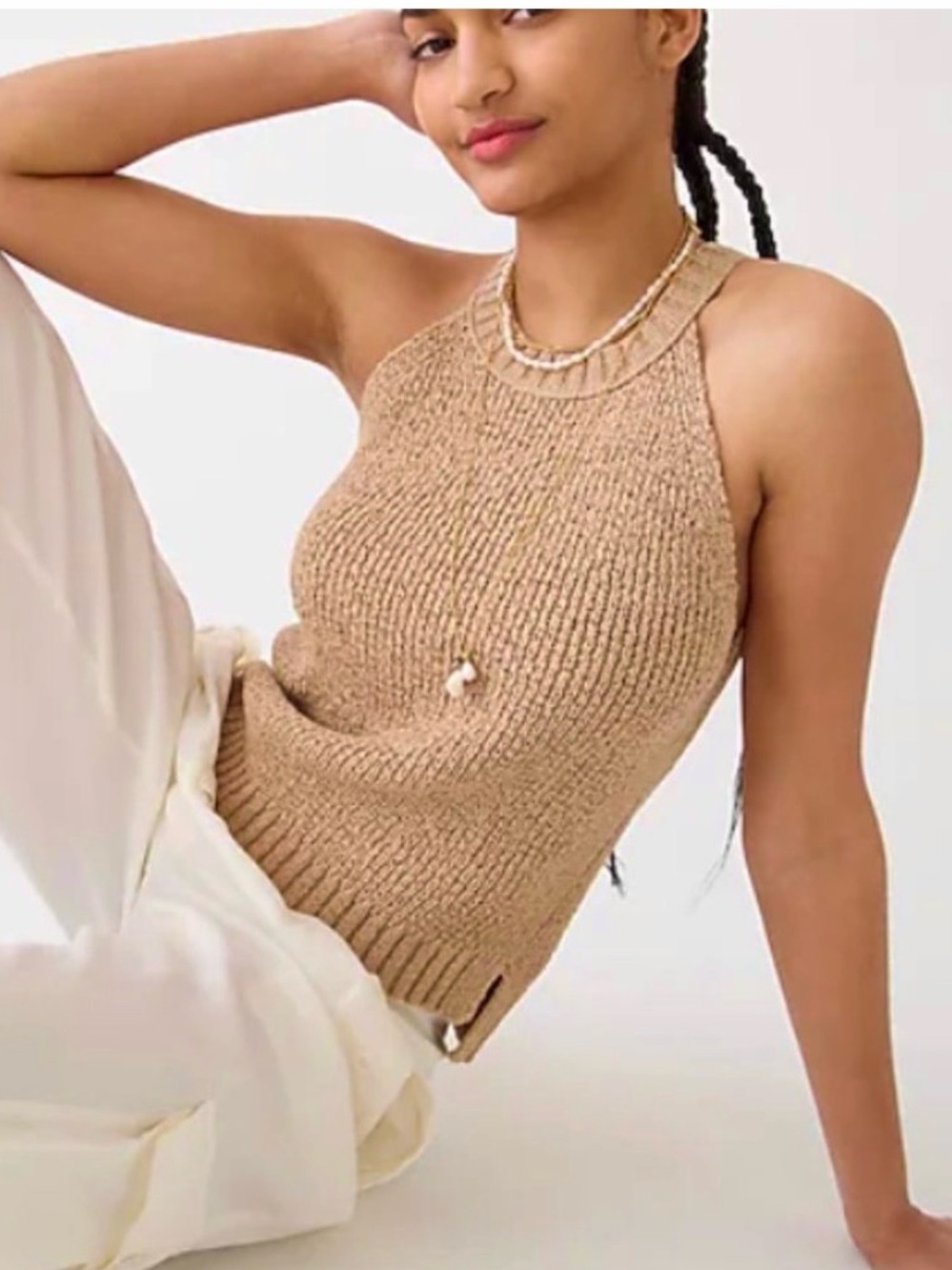 J Crew Point Sur Sweater Tank Tan Sz XS